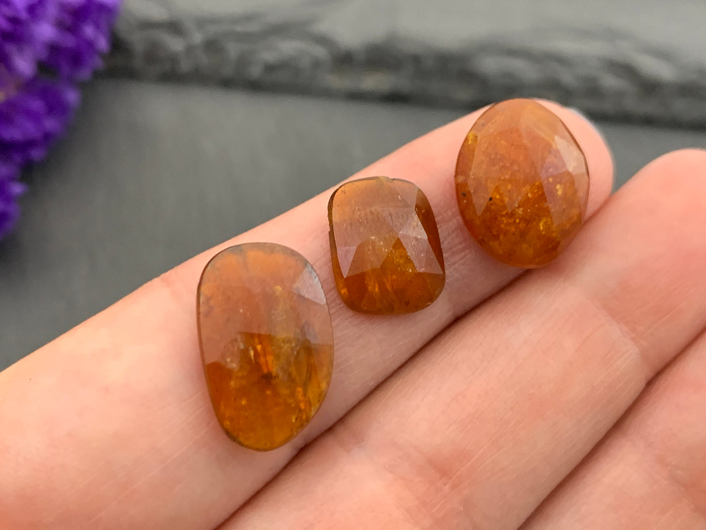 Orange Kyanite Faceted Oval & Rectangle Cabochon - Natural Gemstone Jewelry