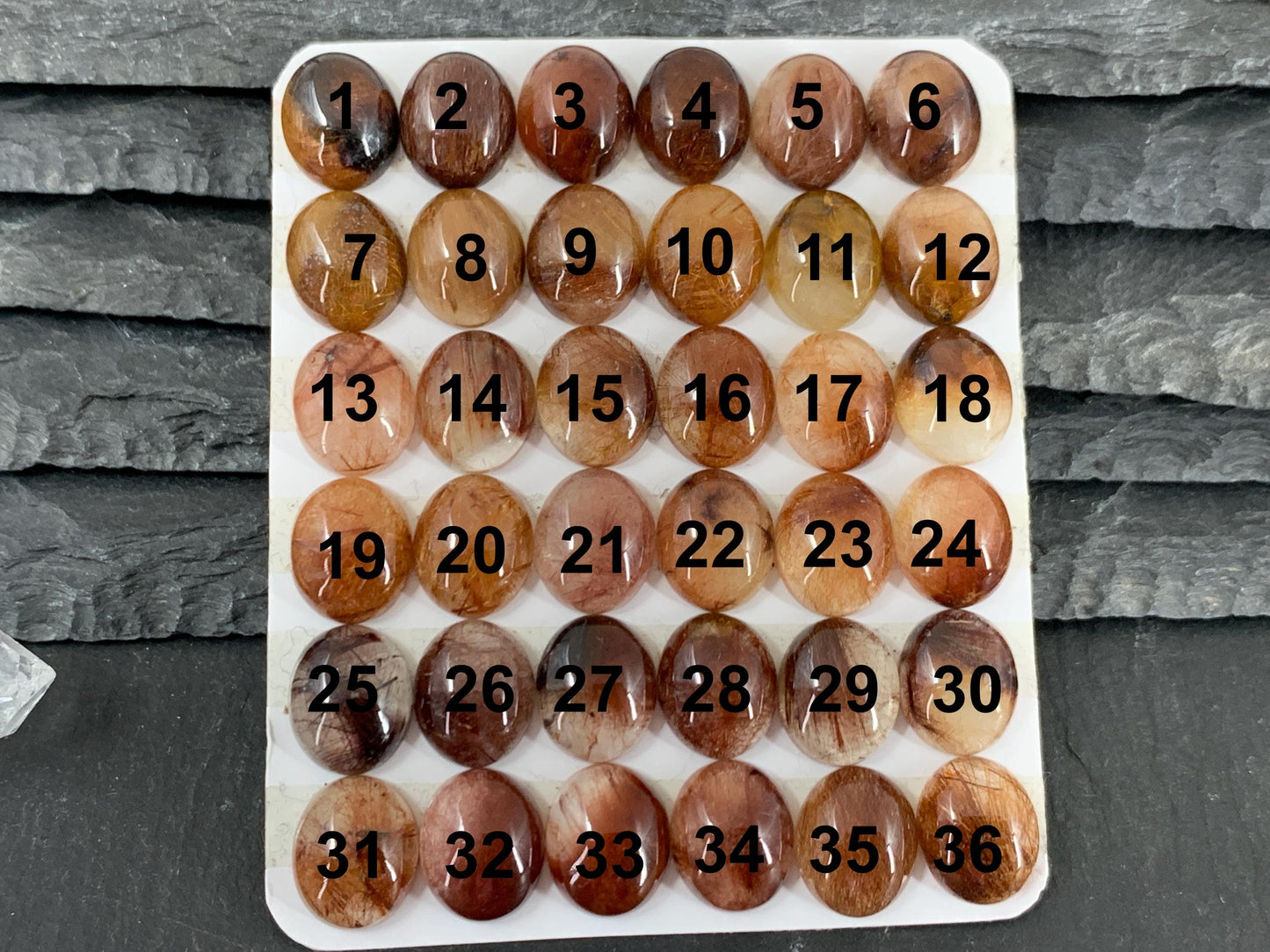 Rutilated Quartz oval 10x12mm cabochon - Calibrated cabochons