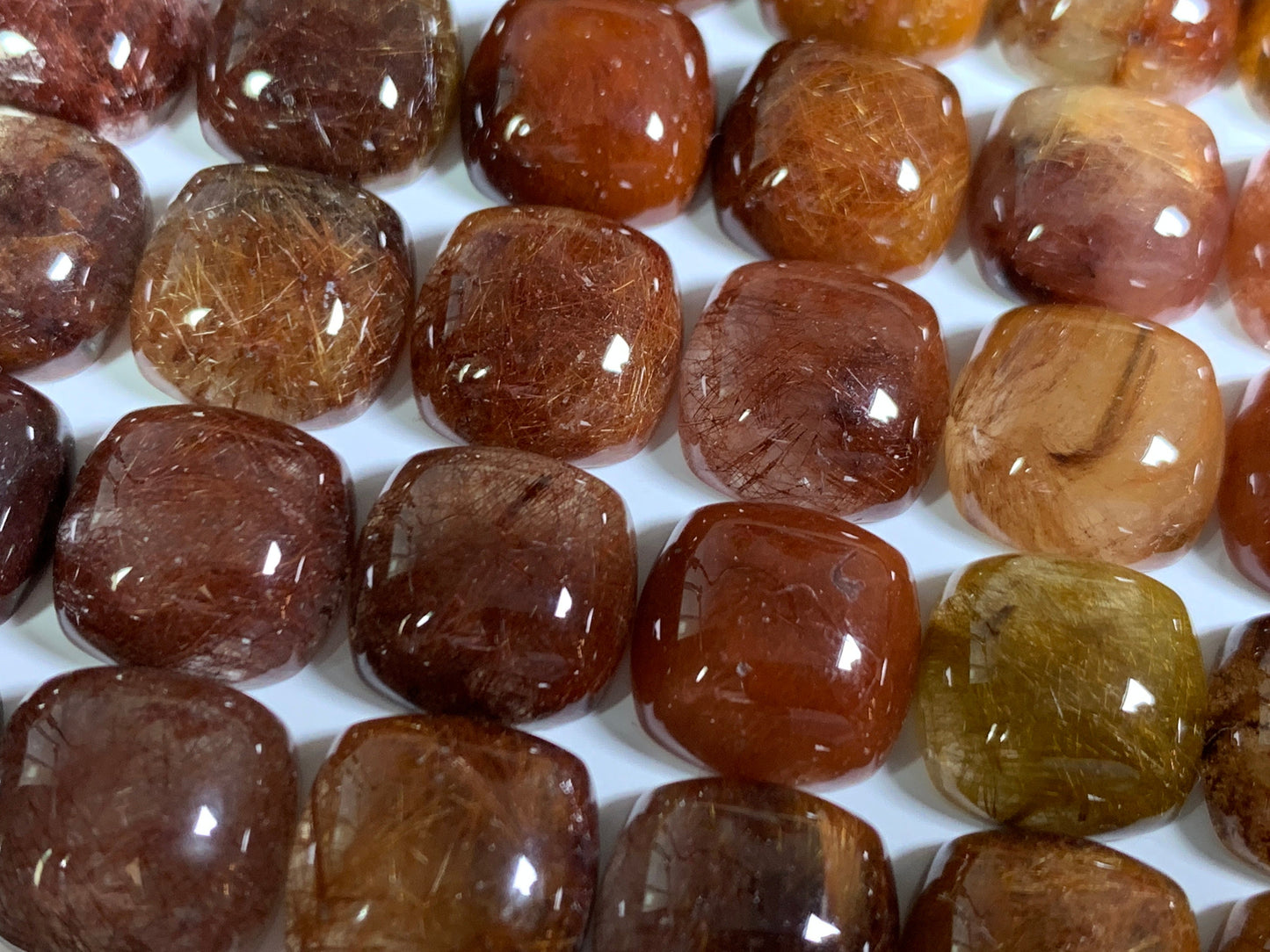 Rutilated Quartz square 12x12mm cabochon - Calibrated Cabochons