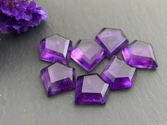 Faceted Amethyst diamond 12x12mm cabochon