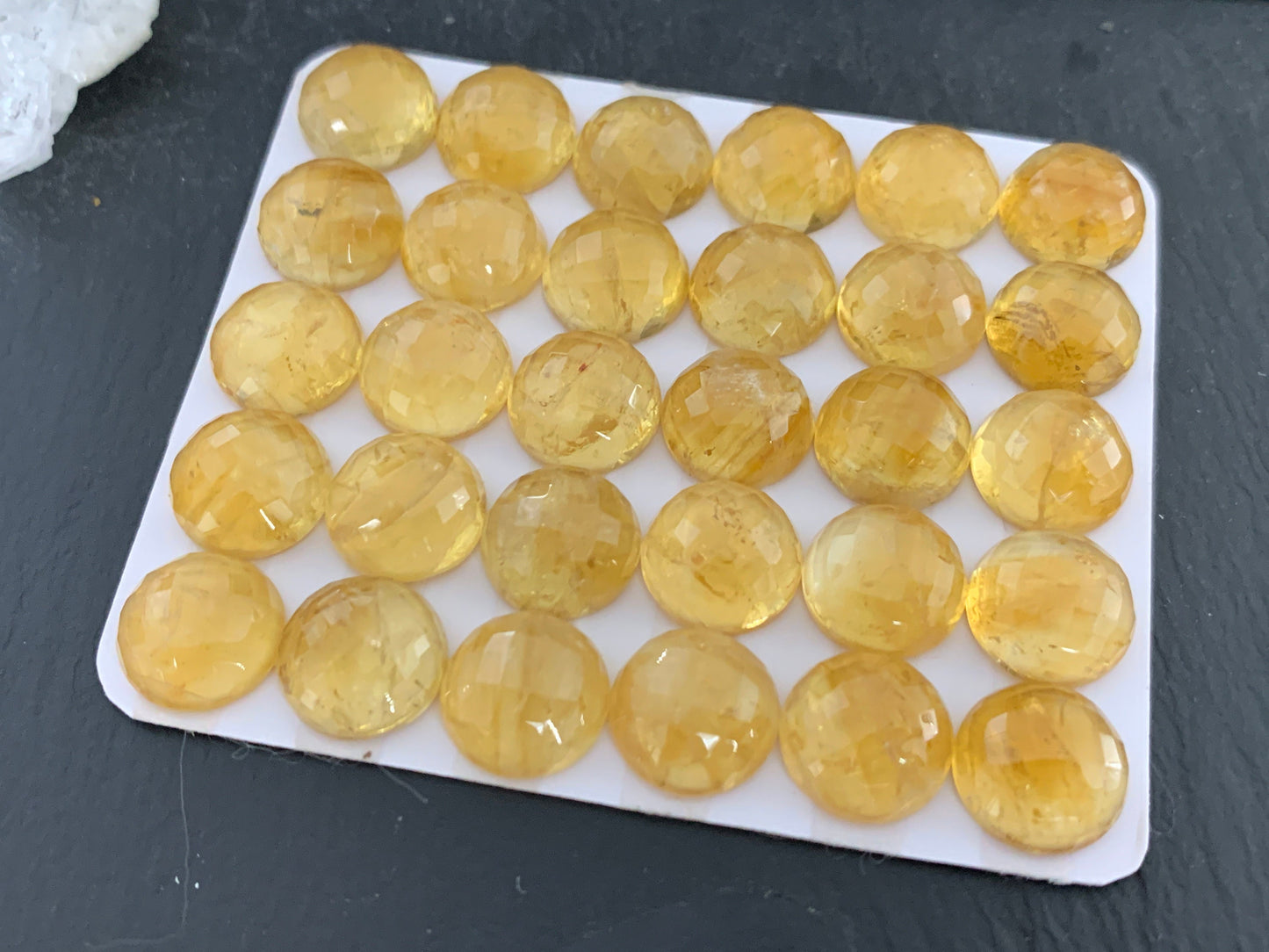 Faceted Citrine round 12mm cabochon - Calibrated cabochons