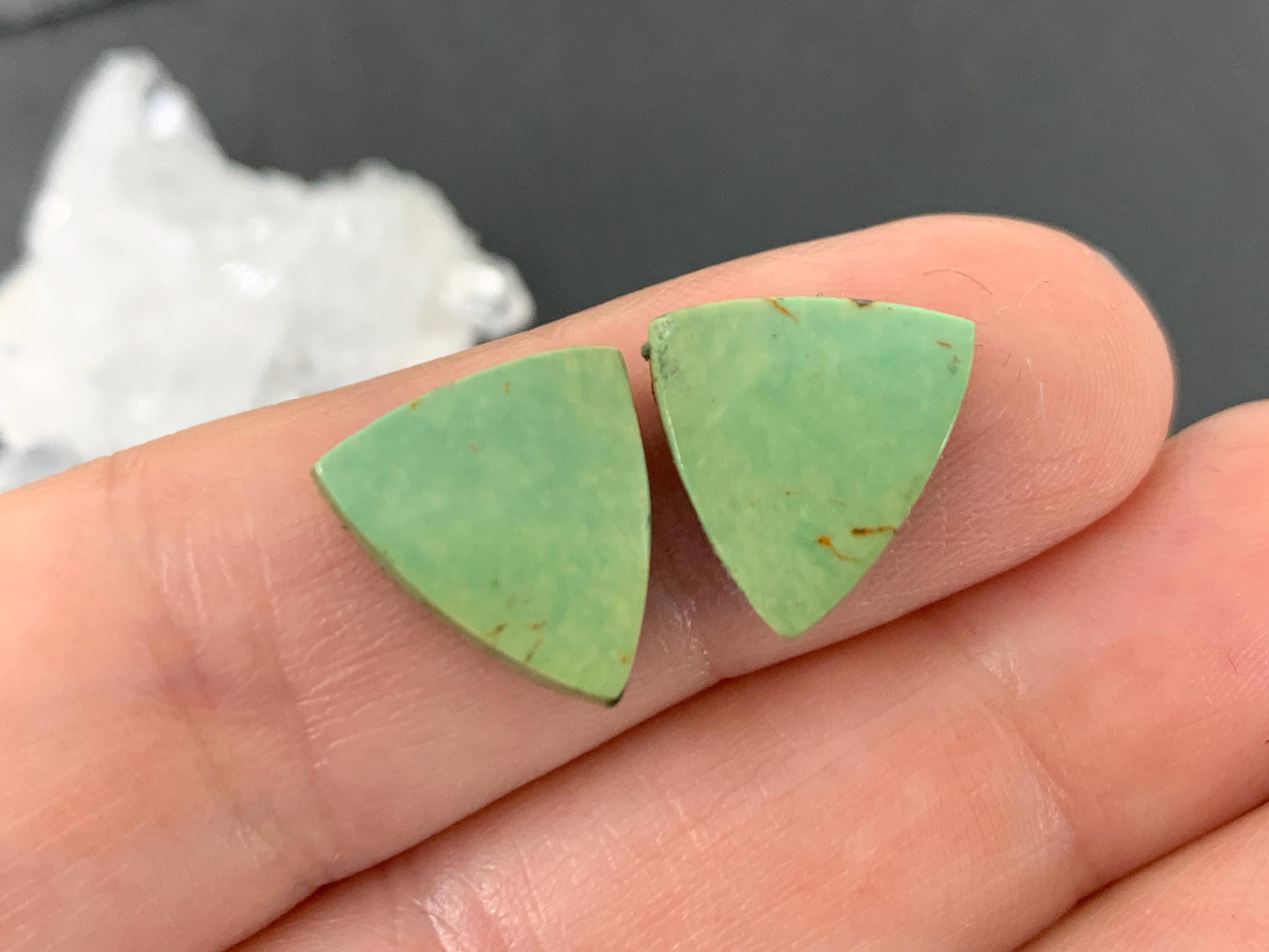 Tibetan Turquoise Pair 12x13mm Cabochon - Hand Cut Cabochon