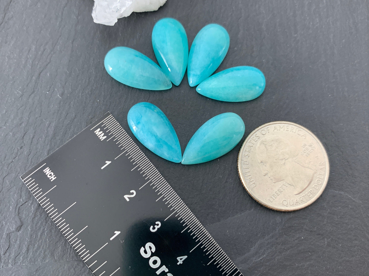 Amazonite pear 10x20mm cabochon - Calibrated cabochons
