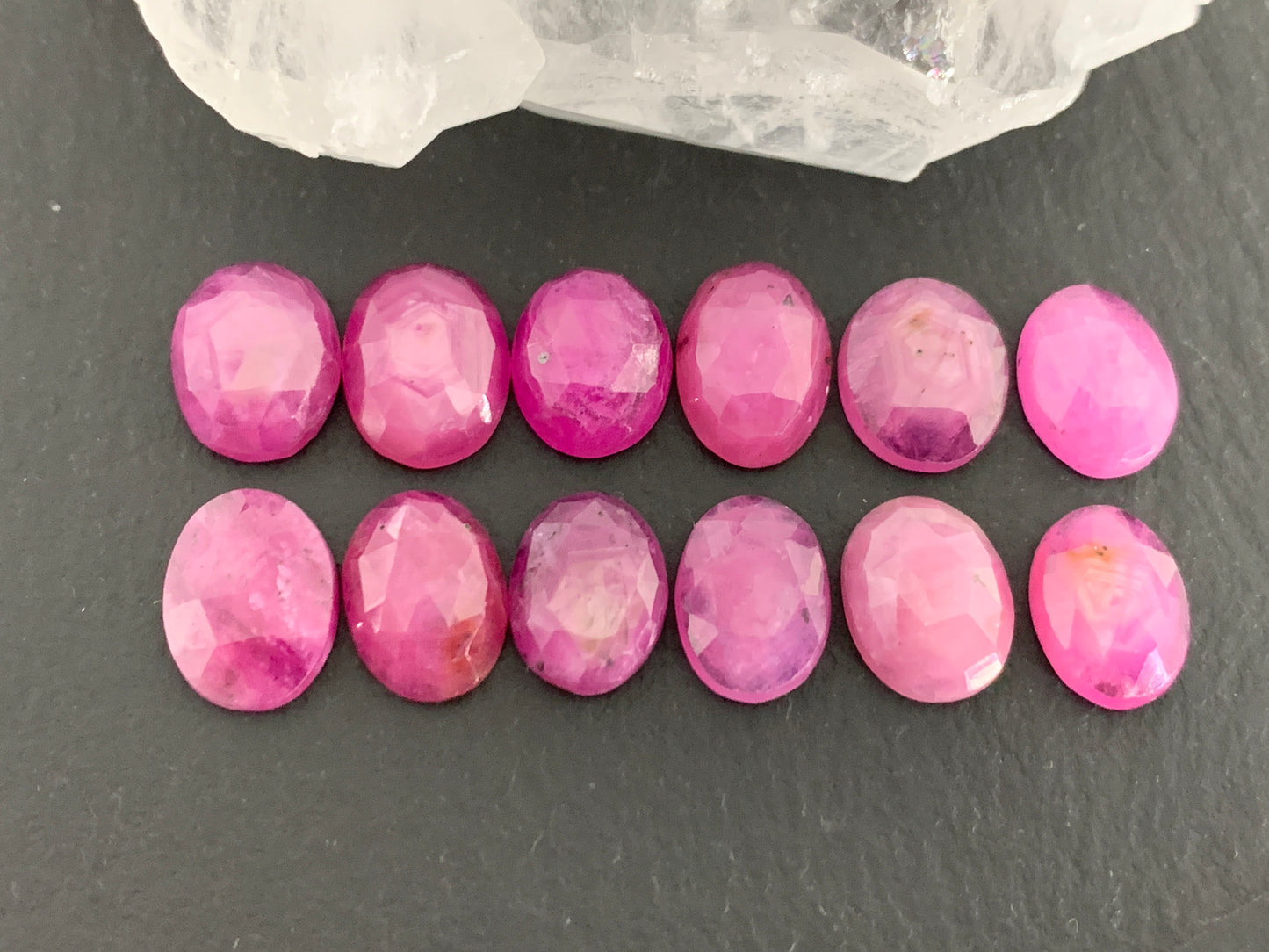 Faceted Pink Sapphire oval 10mm long cabochon