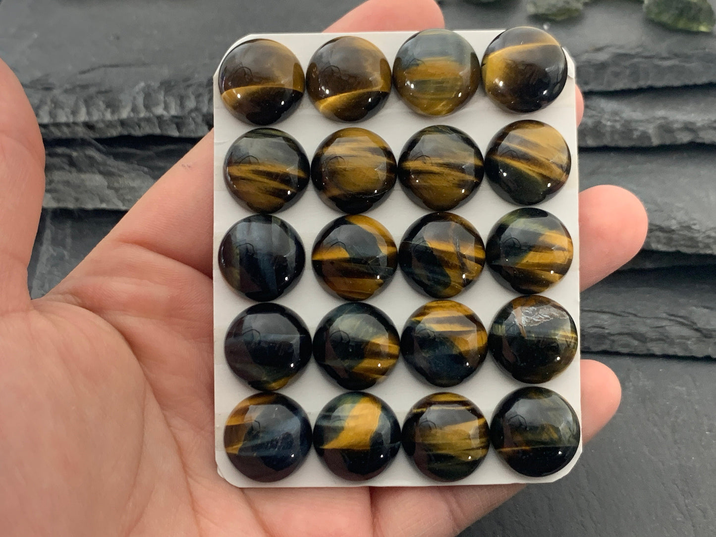 Tiger eye round 15mm cabochon - Calibrated cabochons