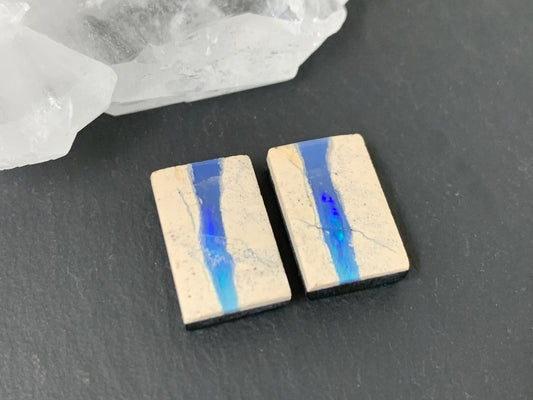 Australian Opal doublet 10x15.5x3mm pair of cabochons
