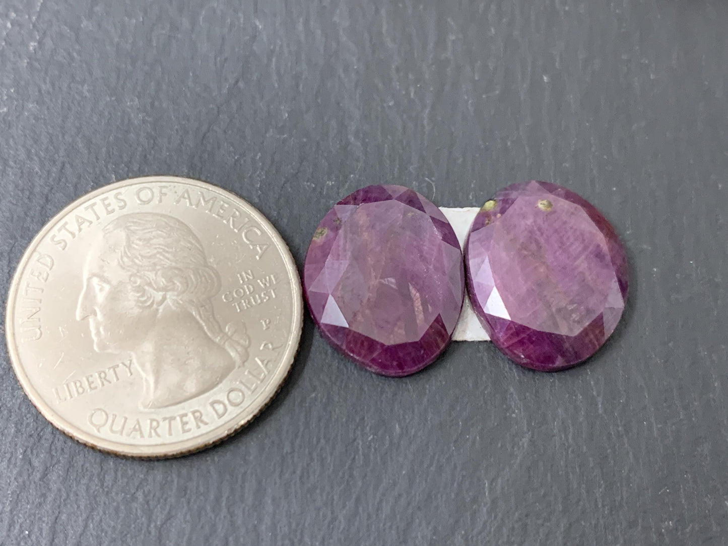 Faceted Ruby pair 13x16x3mm cabochon