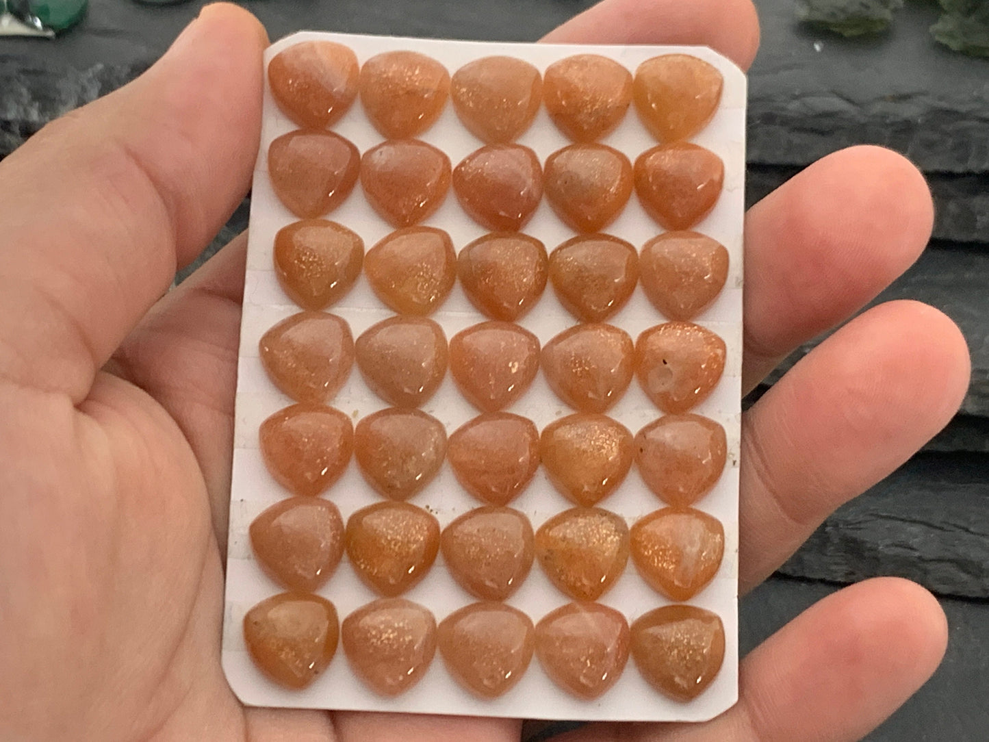 GoldSand Sunstone triangle 10x10mm cabochon