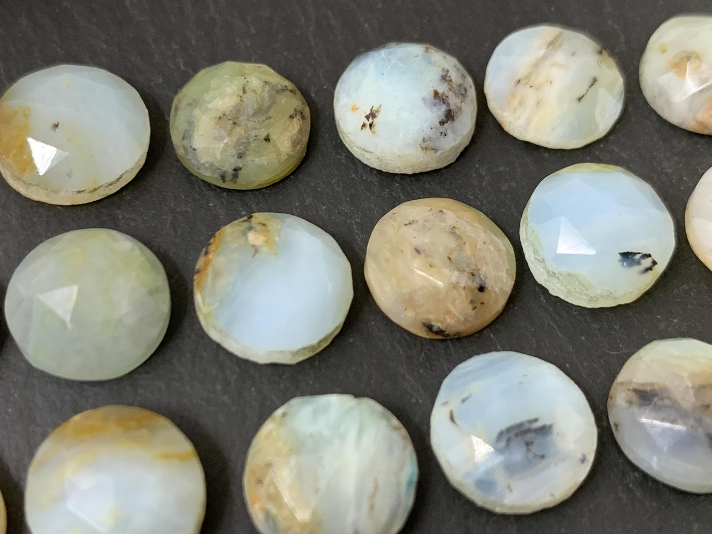Faceted Peruvian Opal round 10mm cabochon