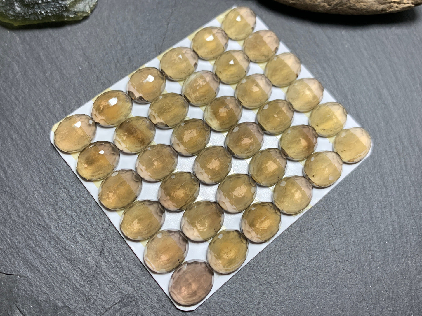 Faceted Smokey Quartz oval 10x12mm cabochon - Calibrated cabochons