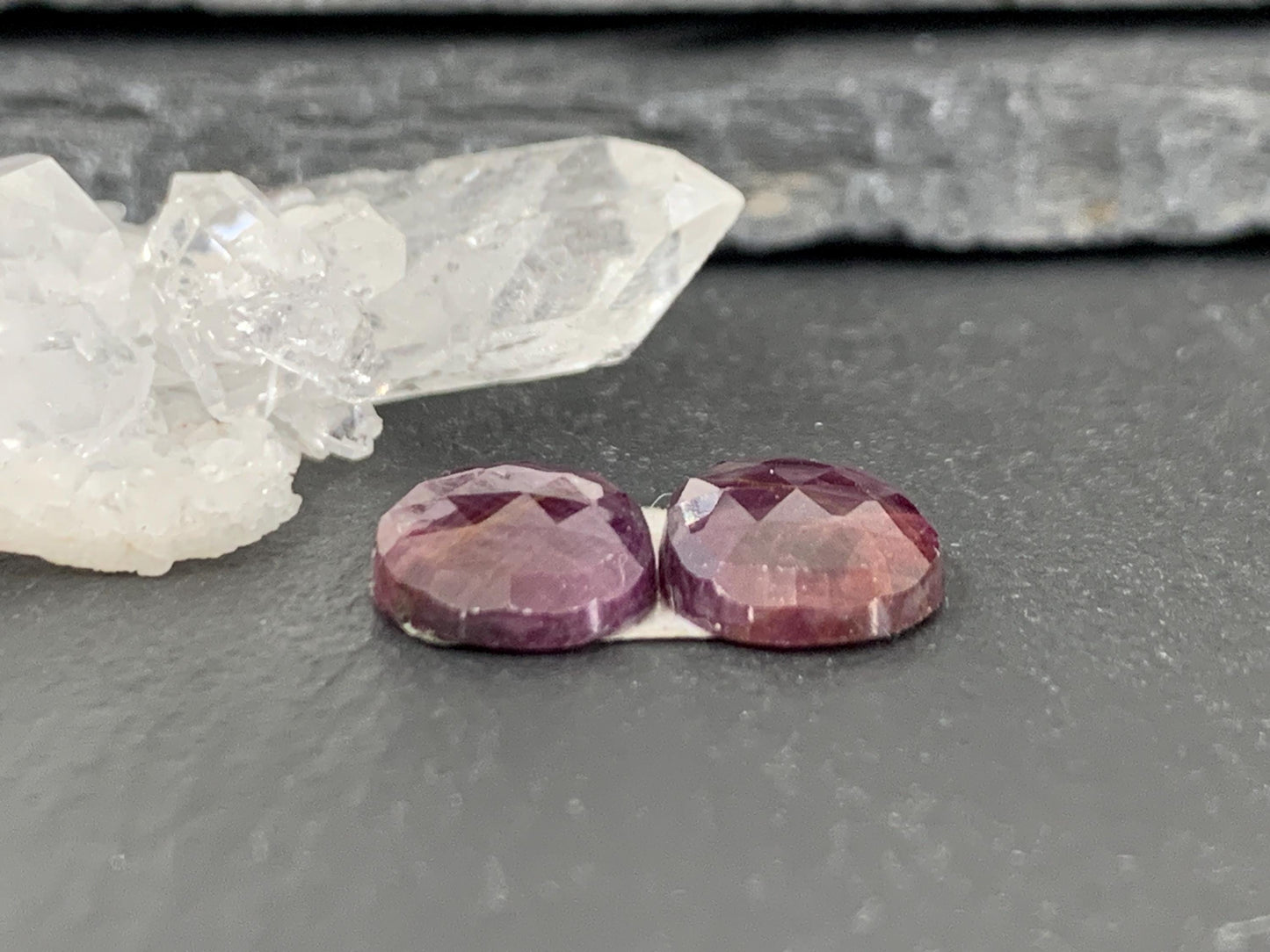 Faceted Ruby pair 8x14x3mm cabochon
