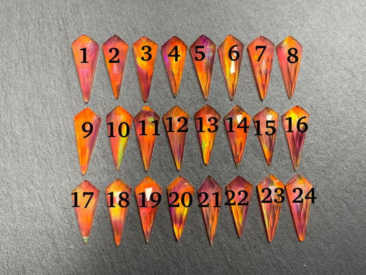 Faceted Aurora Opal kite 8x20mm cabochon - Doublet cabochons