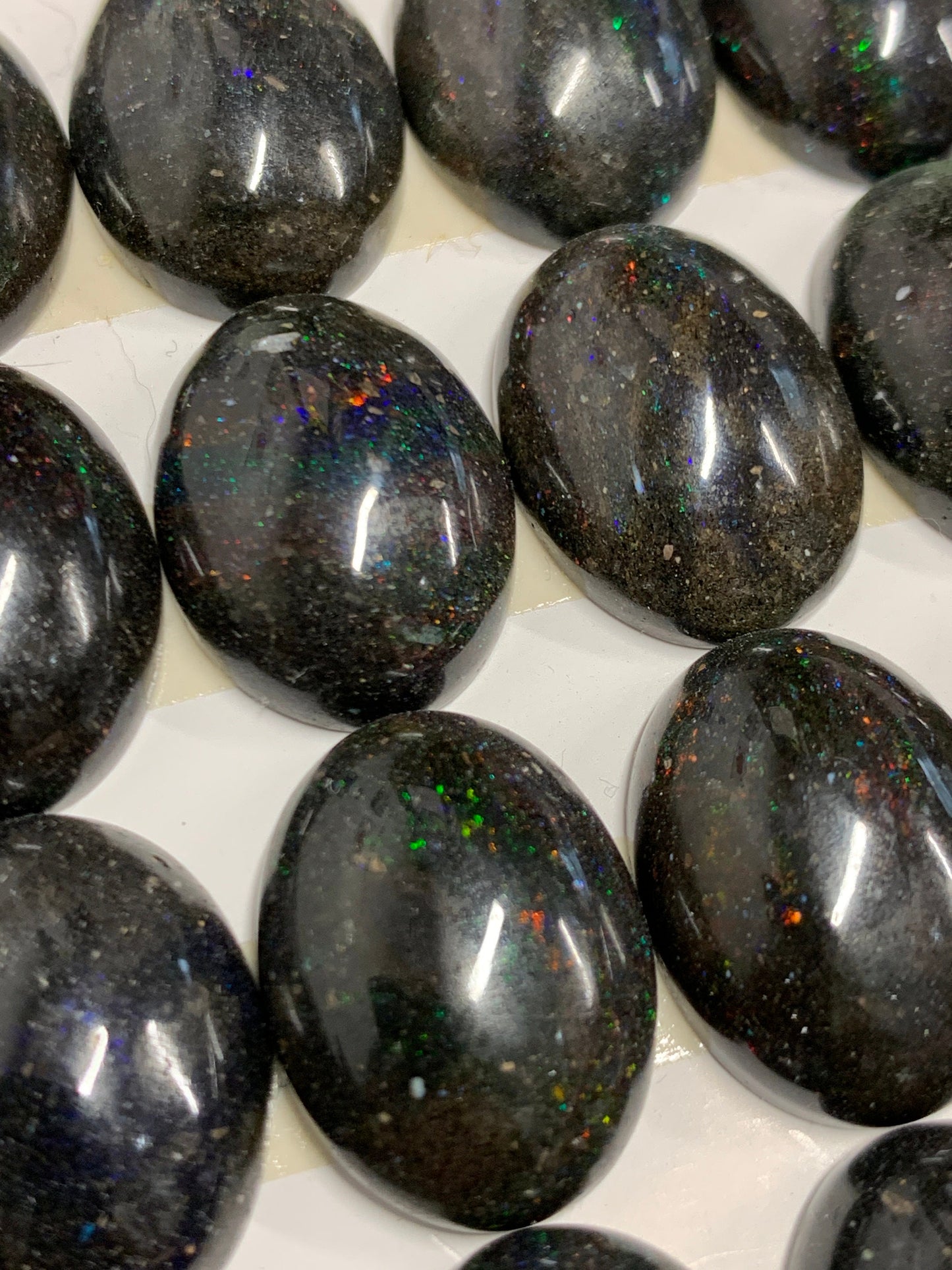 Black Andamooka Opal oval 10x14mm cabochon - Matrix Australian Opal