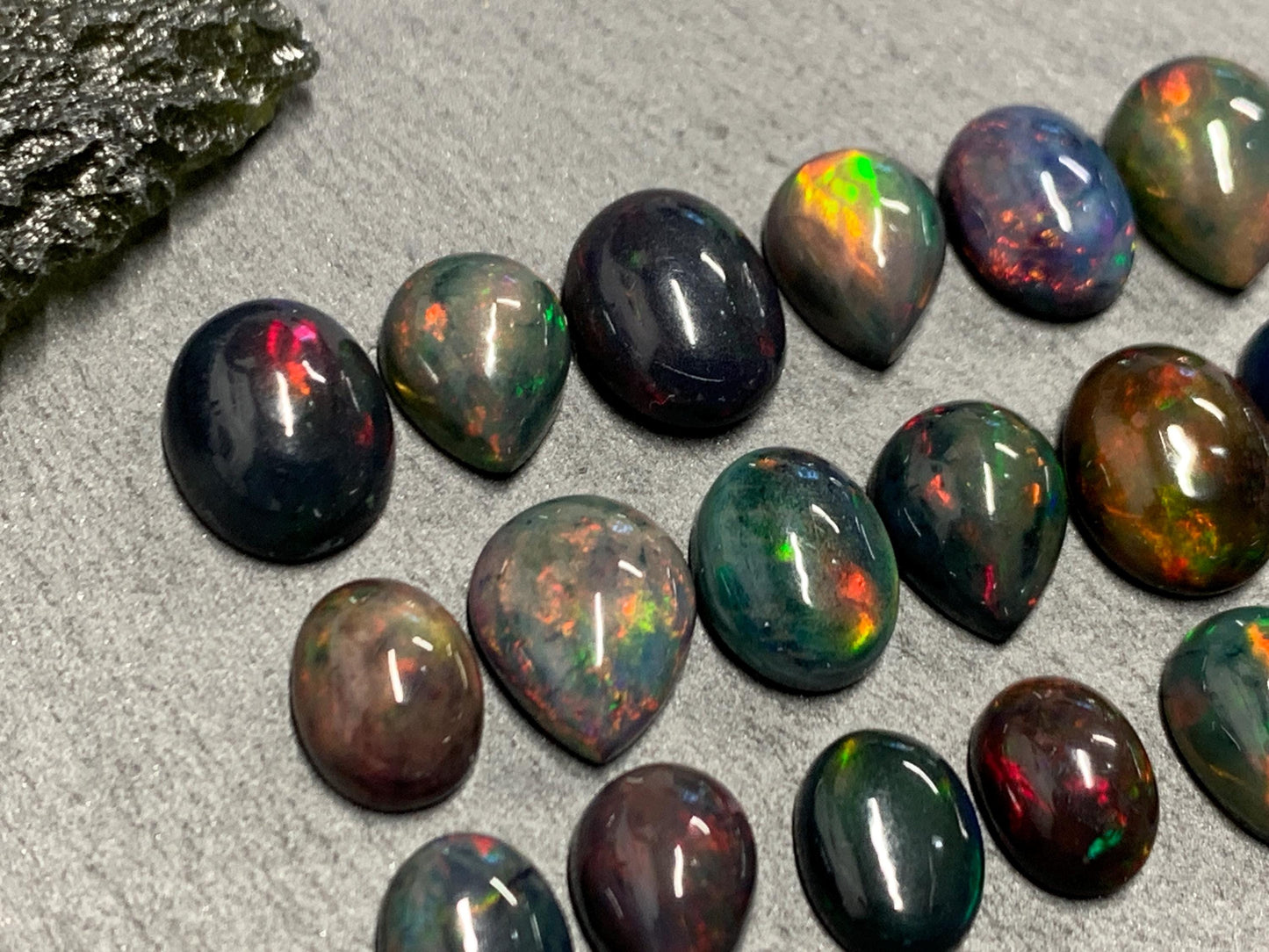 Black Ethiopian Opal 9-11mm long cabochon