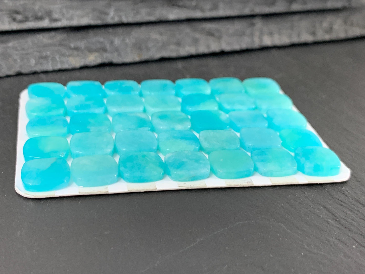 Flat Amazonite Square Cabochon - Natural 10mm Flat Calibrated Cushion Gemstone