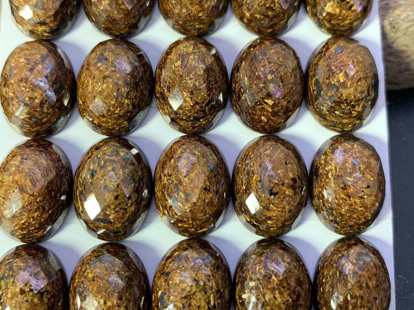 Faceted Bronzite oval 12x16mm cabochon- Calibrated cabochons