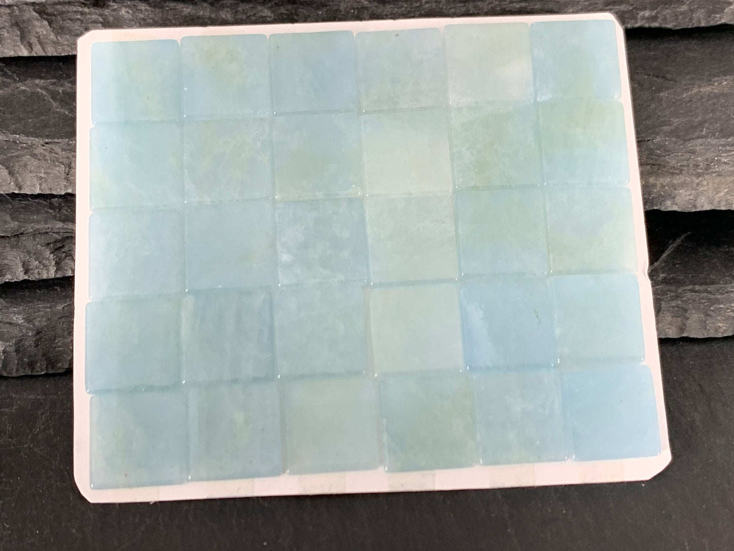 Flat Aquamarine square 12mm cabochon - Calibrated cabochons