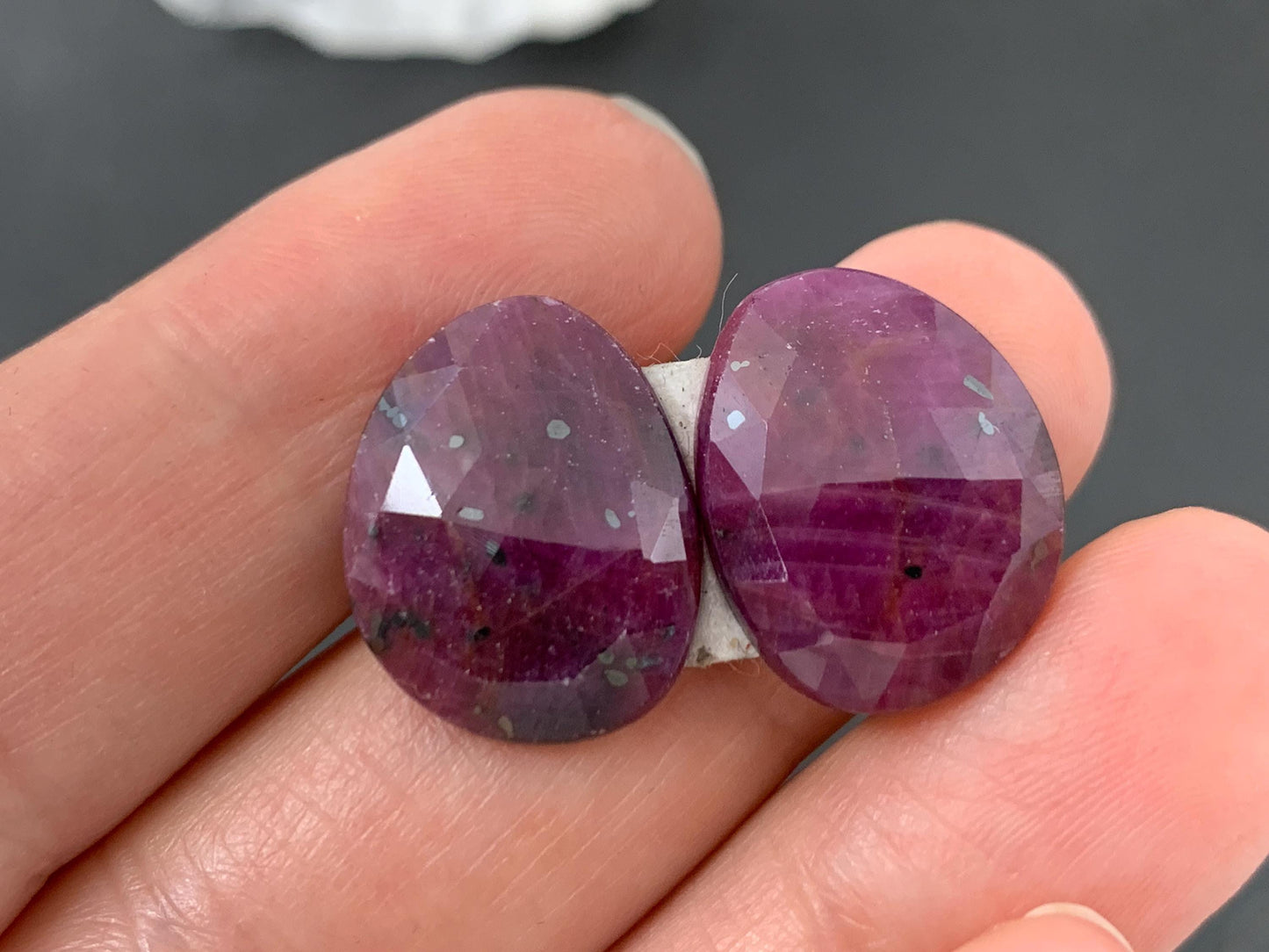 Faceted Ruby pair 14x17x4.5mm cabochon
