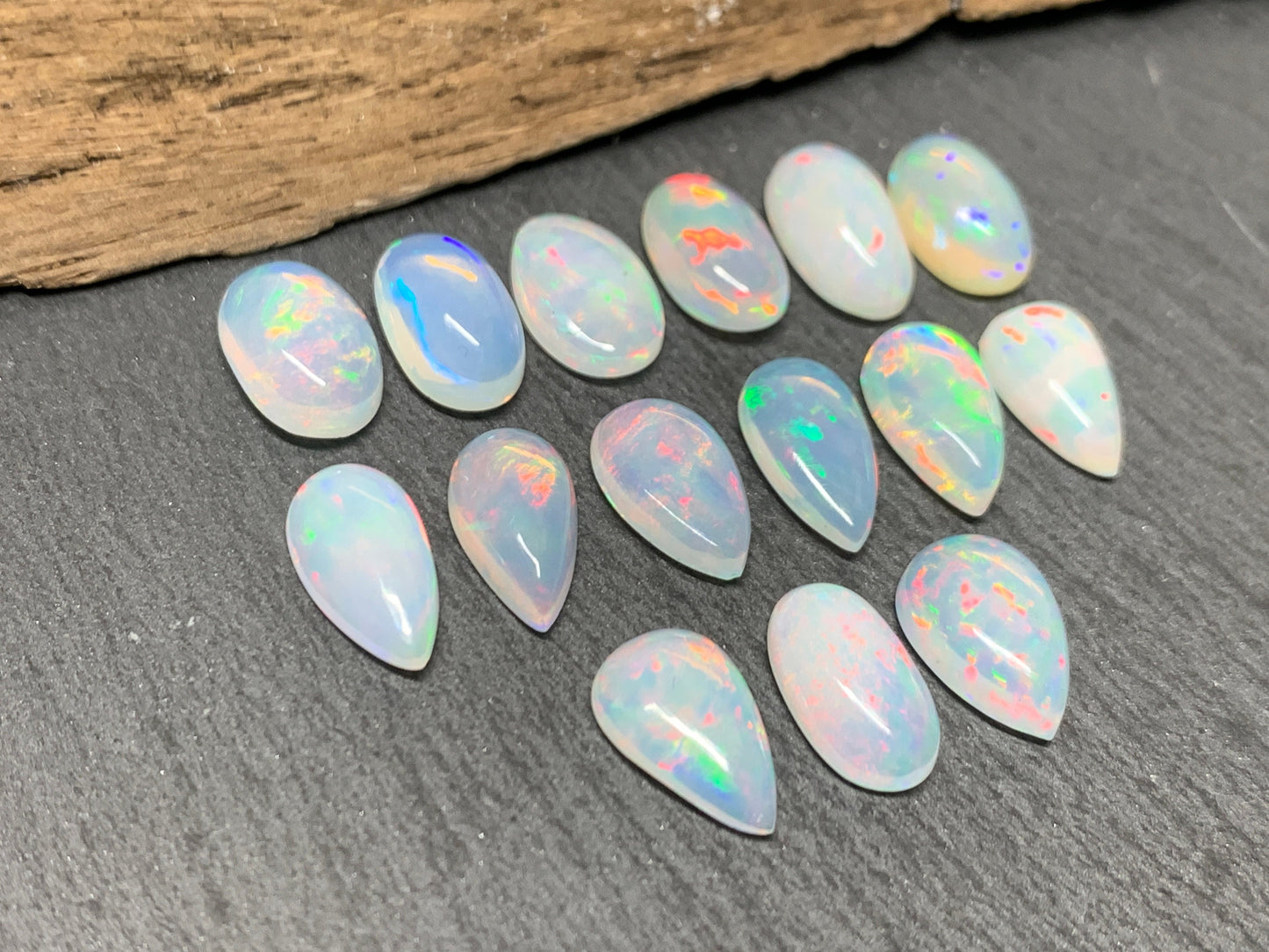 Ethiopian Opal 12-14mm long cabochon - pear, oval