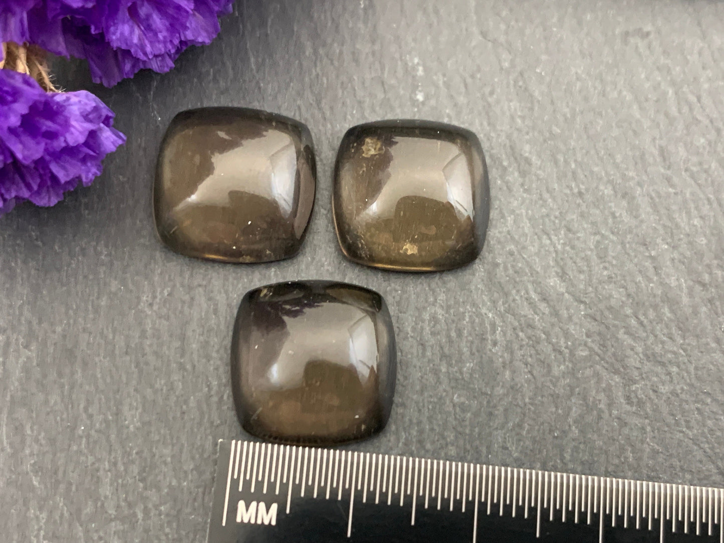 Smokey Quartz square 14mm Cabochon - Calibrated cabochons