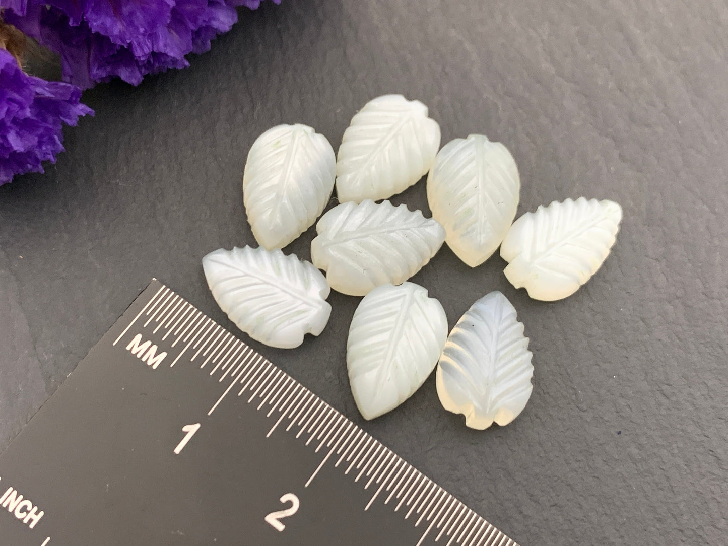 White Moonstone leaf 8x12mm cabochon