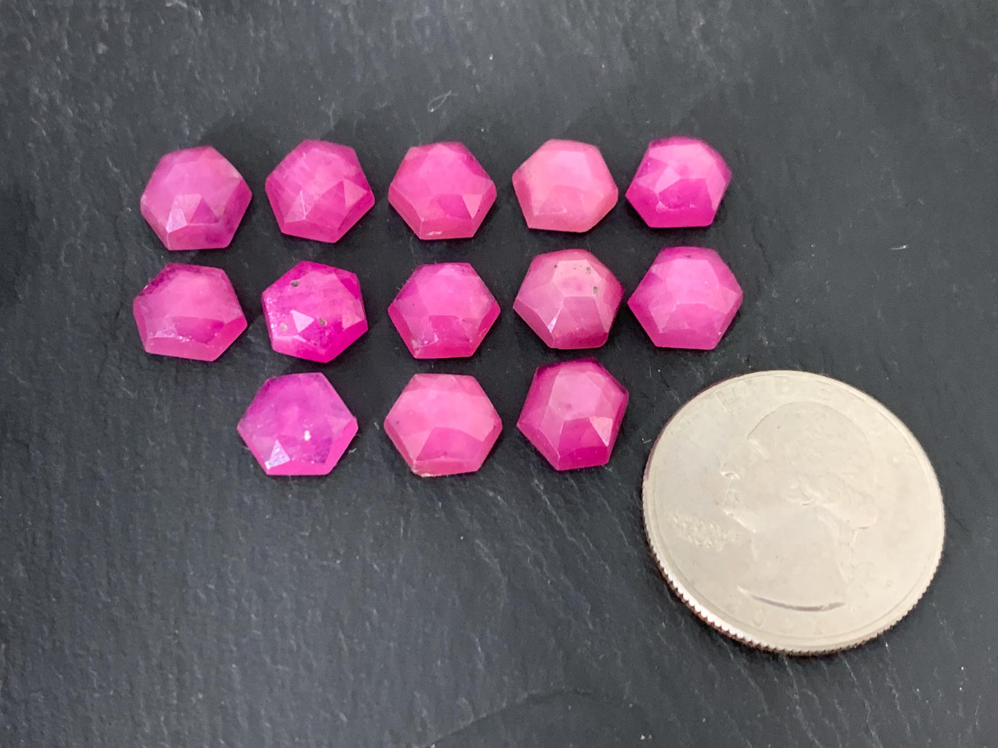 Faceted Pink Sapphire hexagon 8mm cabochon