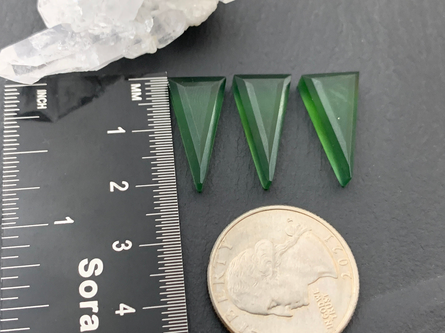Faceted Serpentine long triangle 10x20mm cabochon