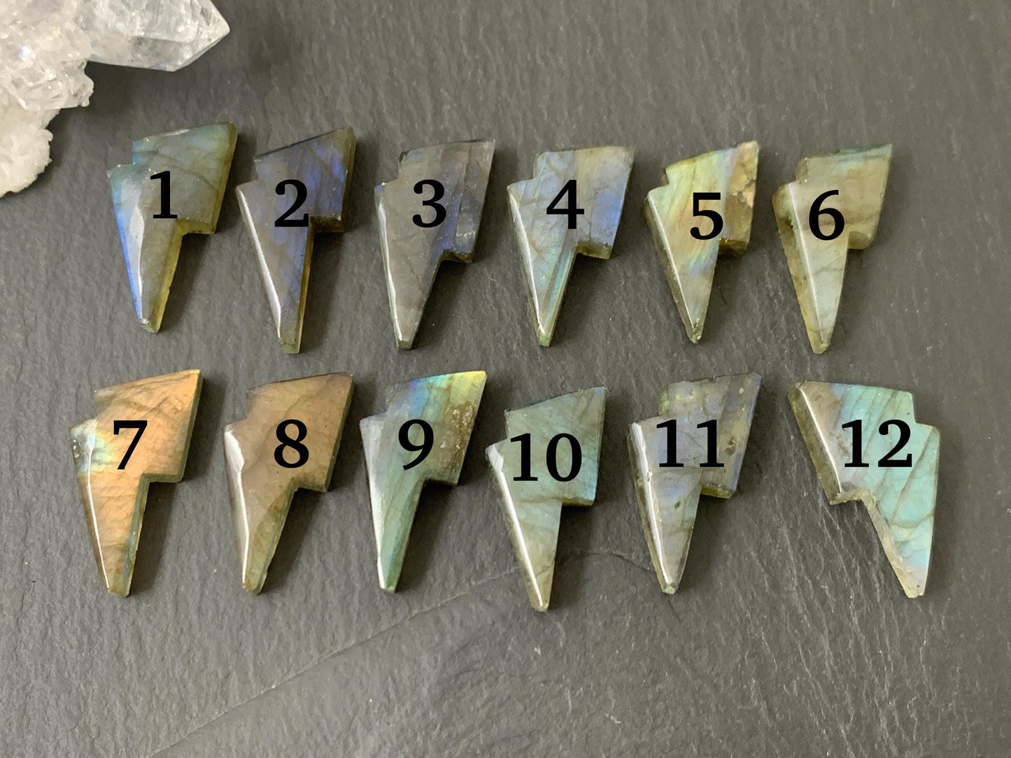 Labradorite lightning bolt 12x19mm cabochon