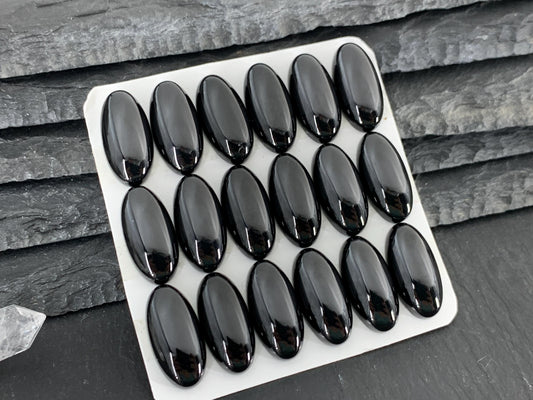 Black Spinel oval 10x20mm cabochon - Calibrated cabochons