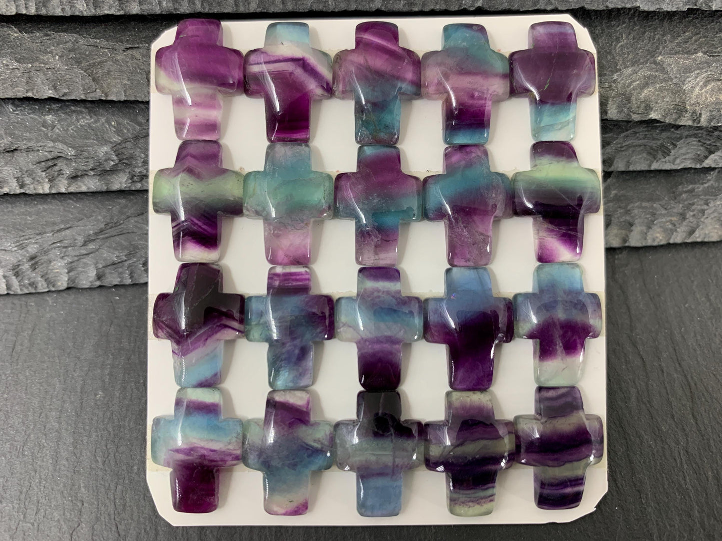 Cross Green Fluorite 12x16mm cabochon - Calibrated cabochons