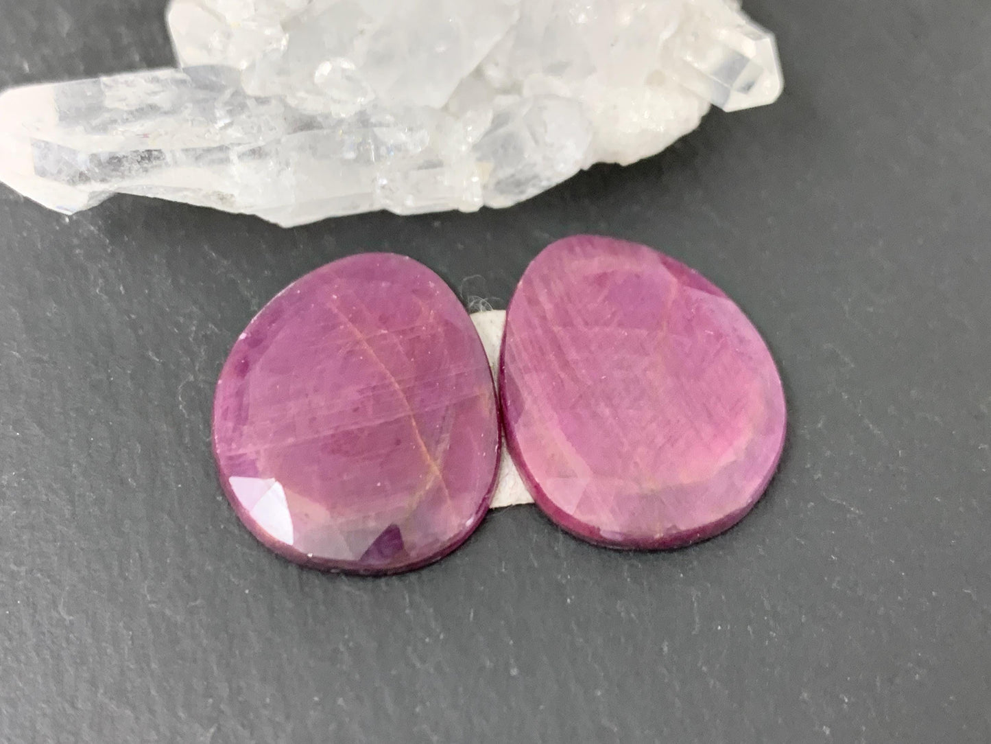 Faceted Ruby pair 15x19x3mm cabochon