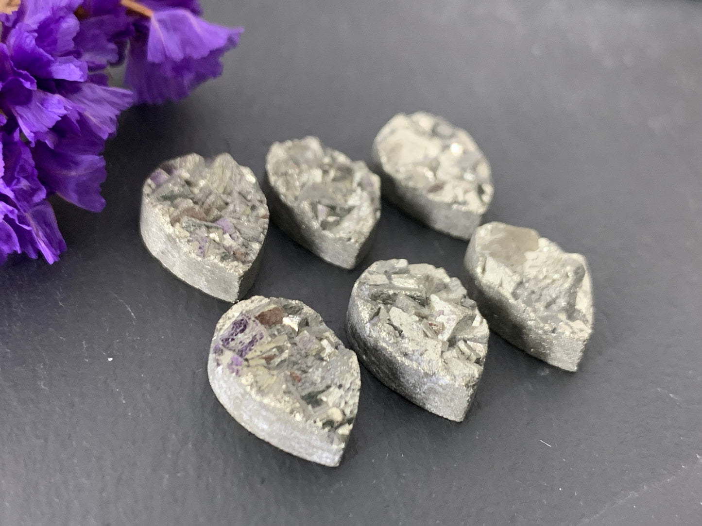 Pyrite pear 10x14mm cabochon