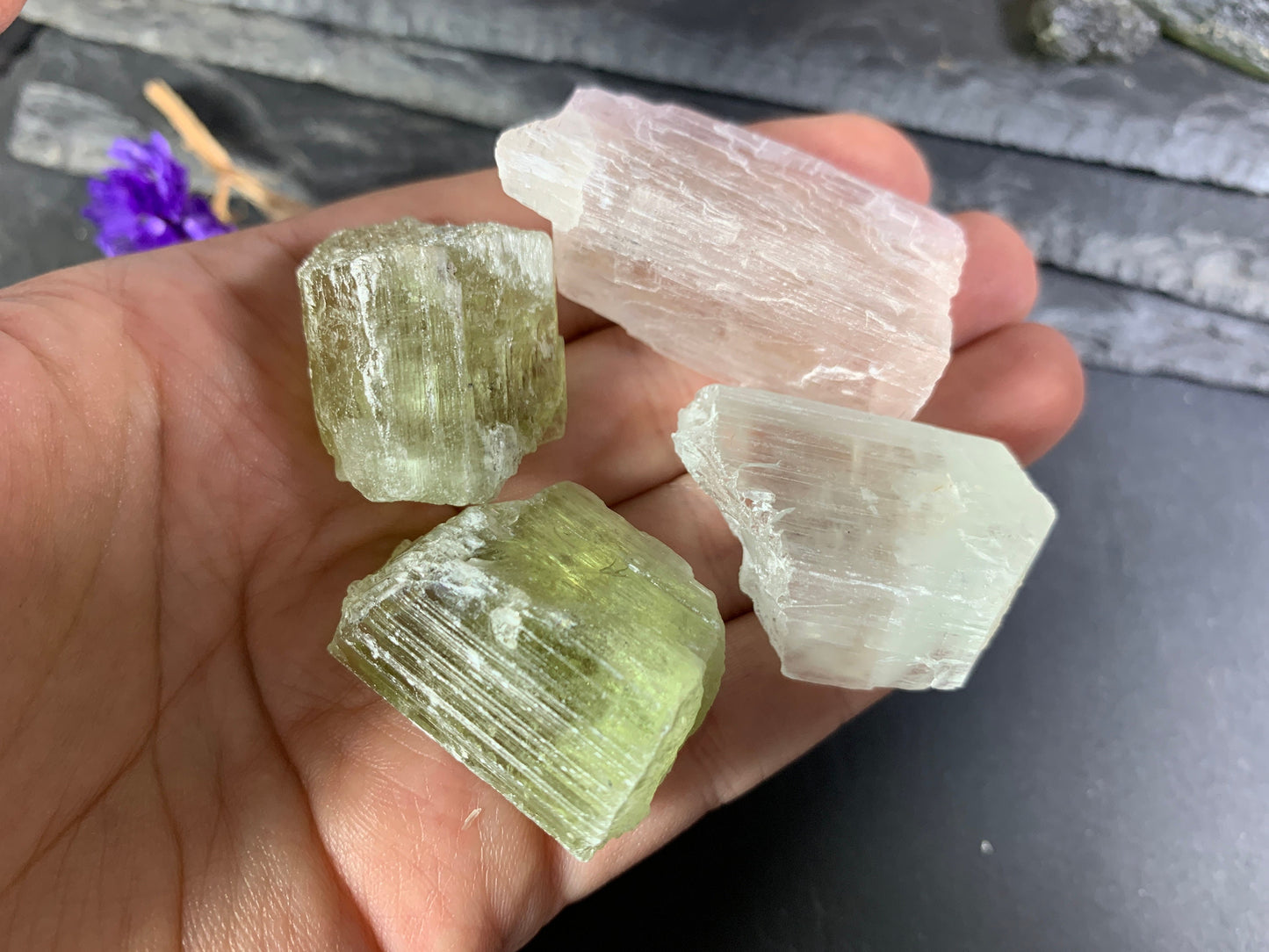 Raw Kunzite from Pakistan 22-42mm long - not drilled gemstone