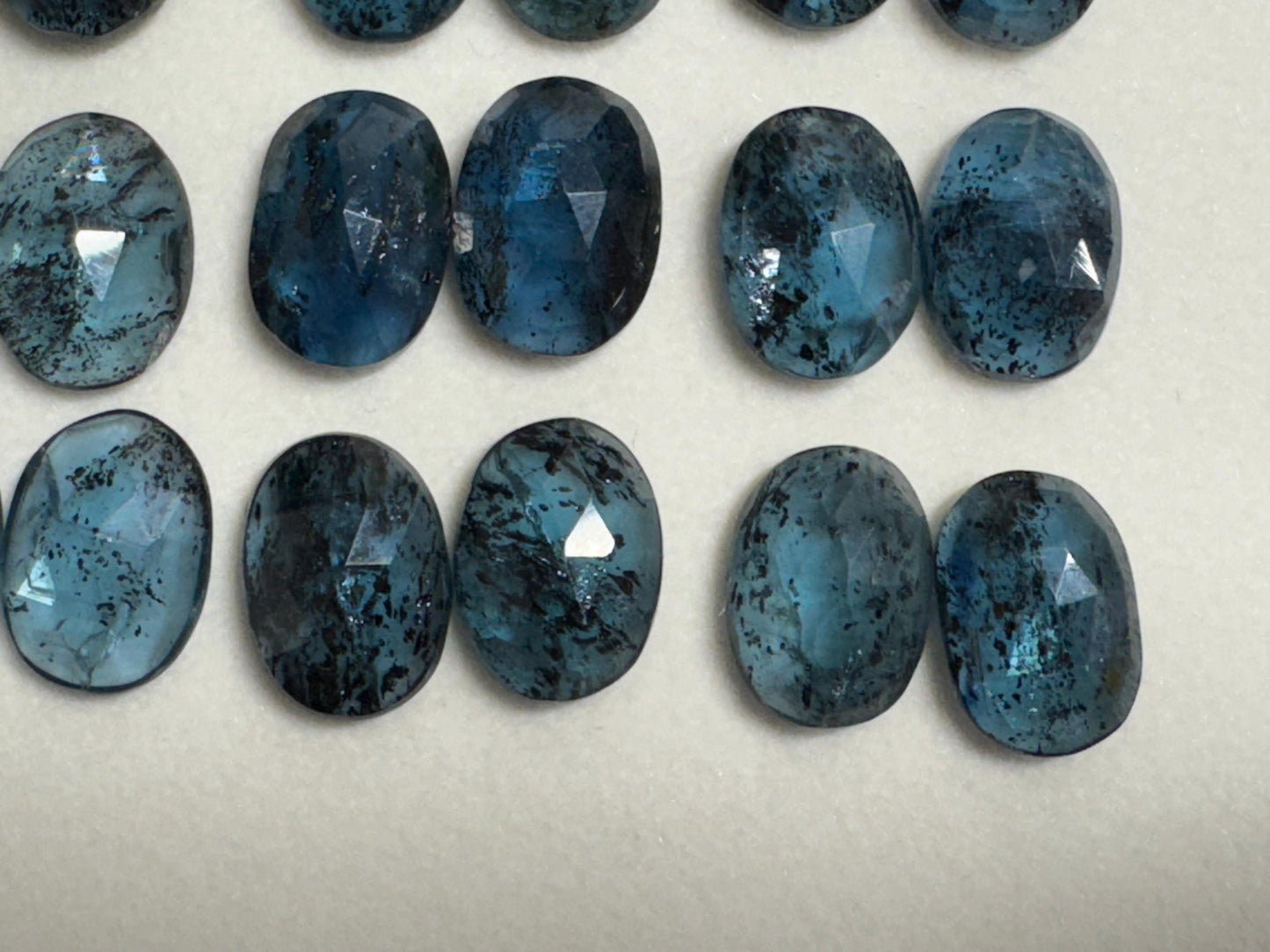 Faceted Moss Kyanite oval pair 10x14mm cabochon