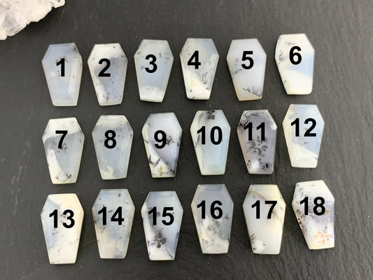 Step Cut Dendrite Opal coffin 10x16mm cabochon