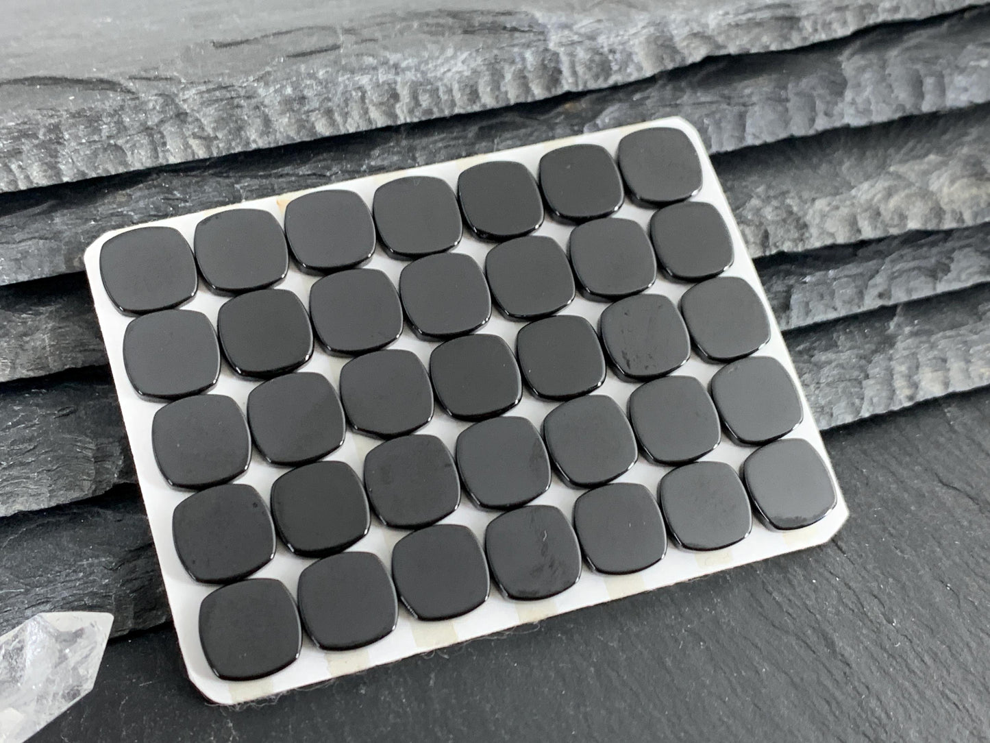 Flat Black Spinel square cushion 10mm cabochon - Calibrated cabochons