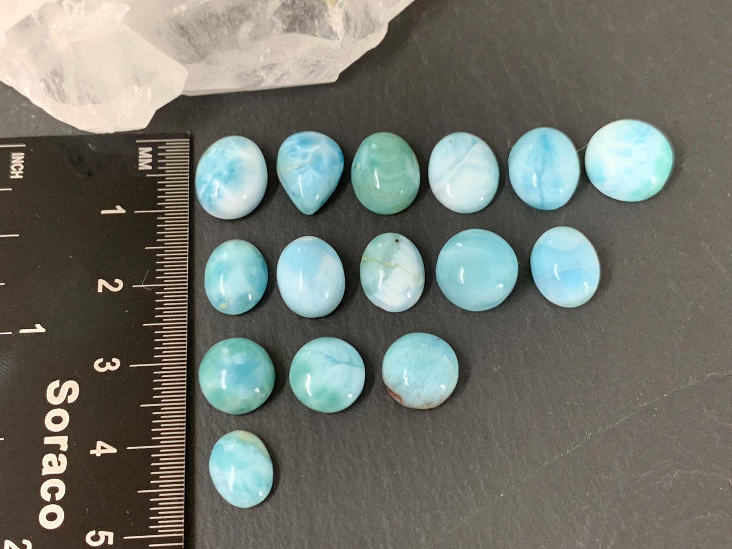 Larimar 8-11mm long cabochon