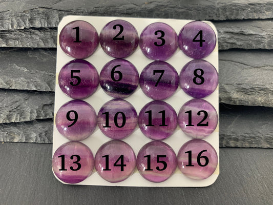 Purple Fluorite round 18mm cabochon - Calibrated cabochons