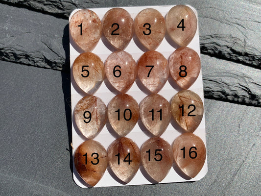 Rutilated Quartz pear 15x20mm cabochon - Calibrated cabochons