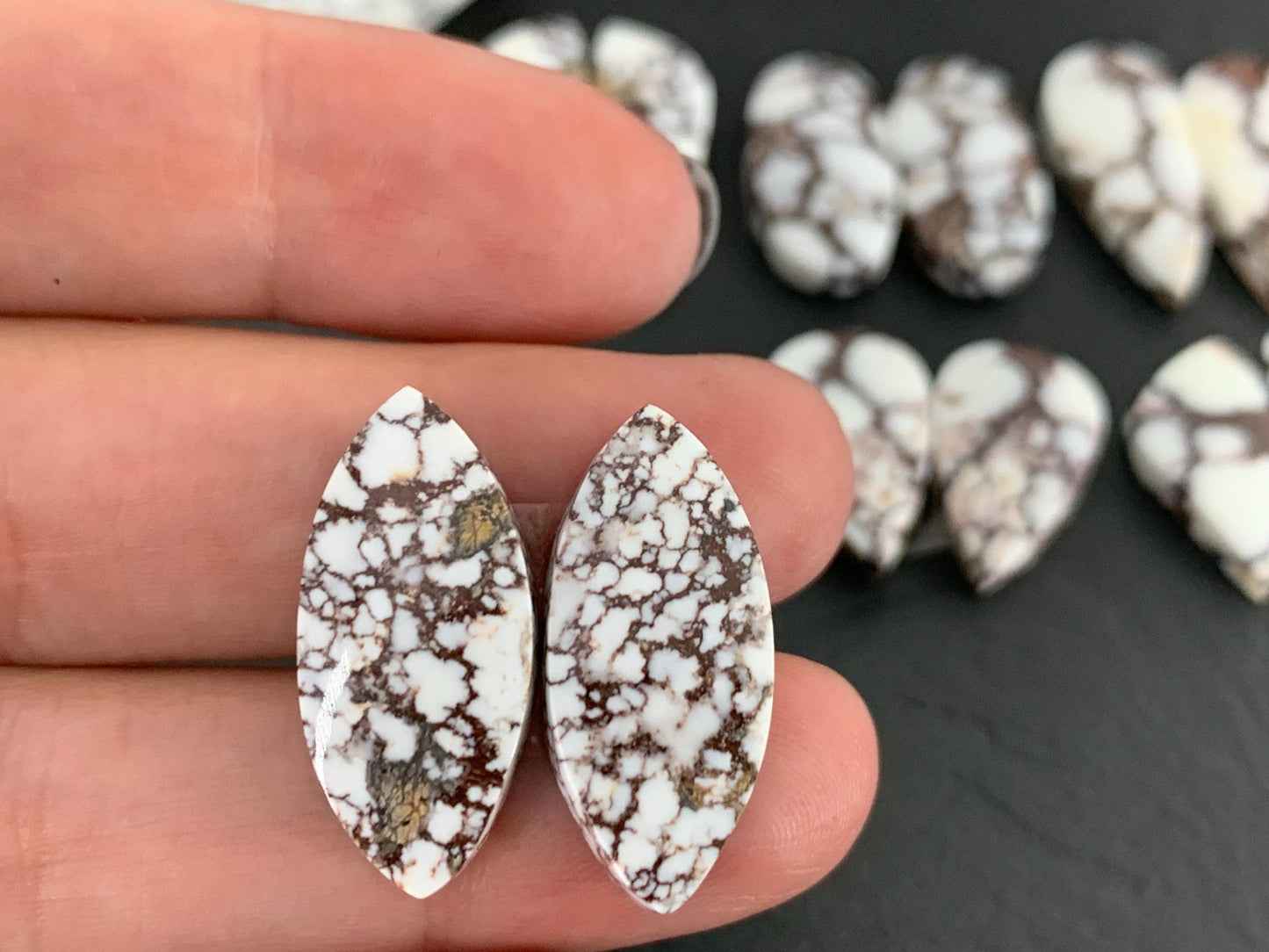 Wild Horse Jasper 21-26mm long cabochon pair
