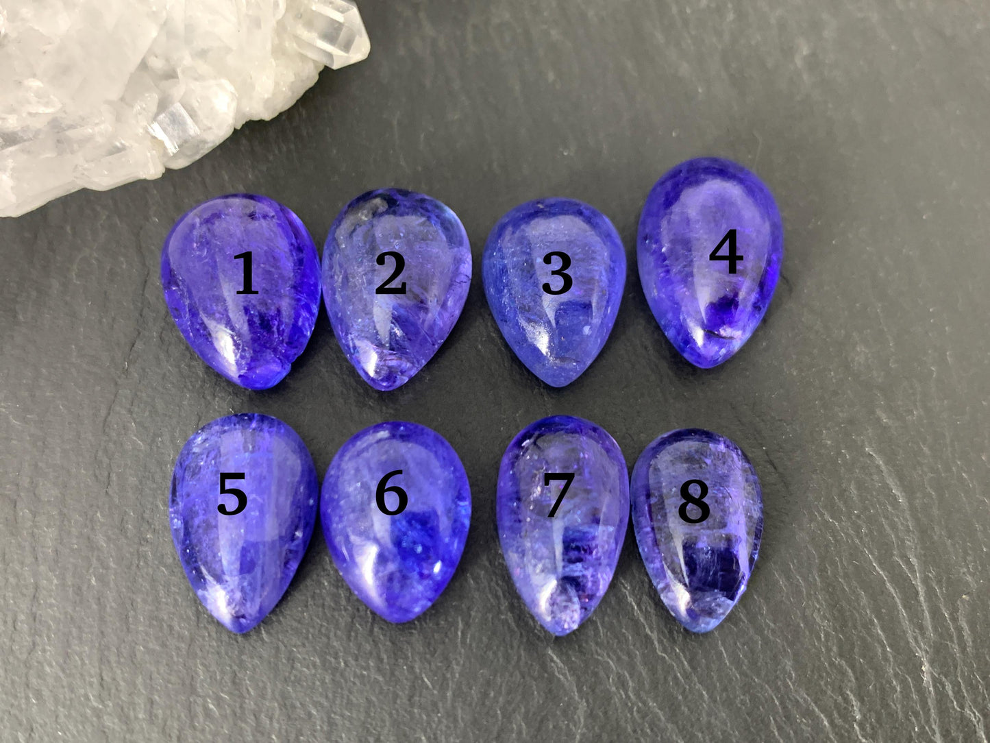 Tanzanite pear 14-17mm long cabochon