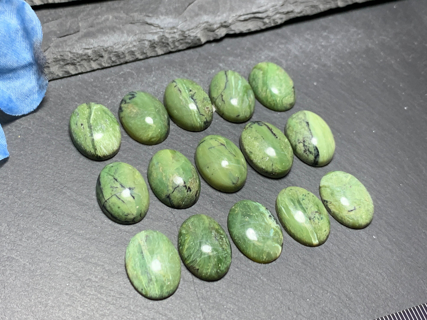 Green Opal oval 13x18mm cabochon- Calibrated cabochons