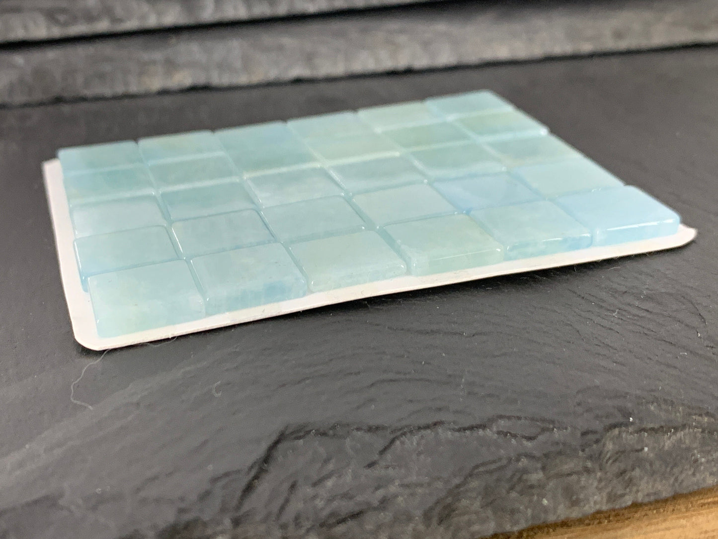 Flat Aquamarine square 12mm cabochon - Calibrated cabochons