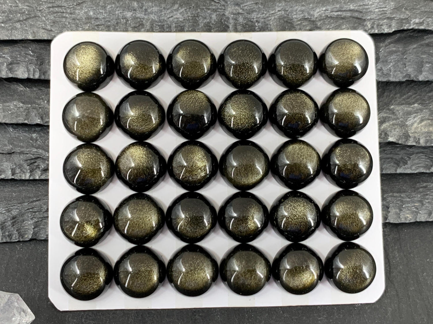 Gold Obsidian round 12mm cabochon - Calibrated cabochons
