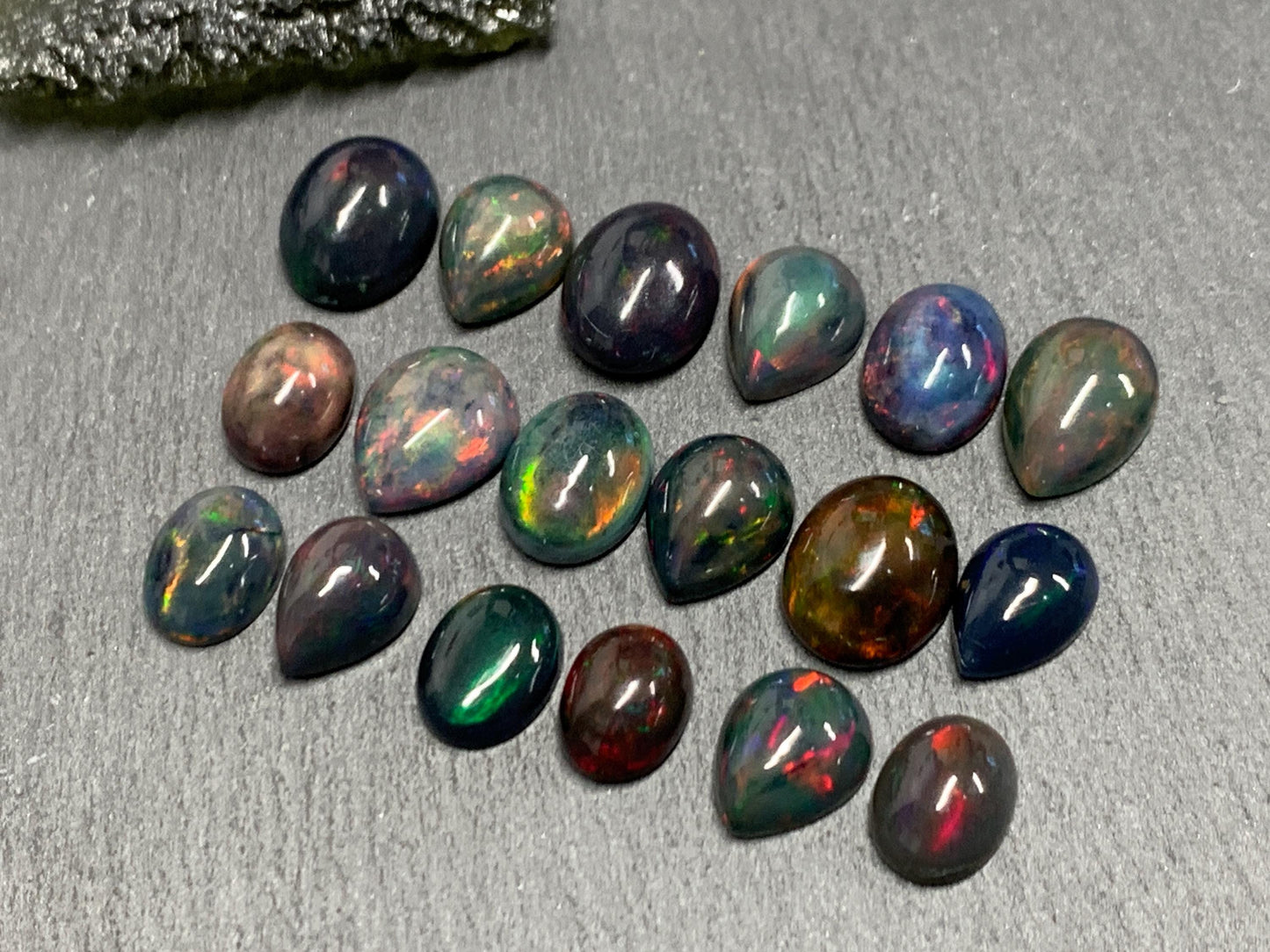 Black Ethiopian Opal 9-11mm long cabochon