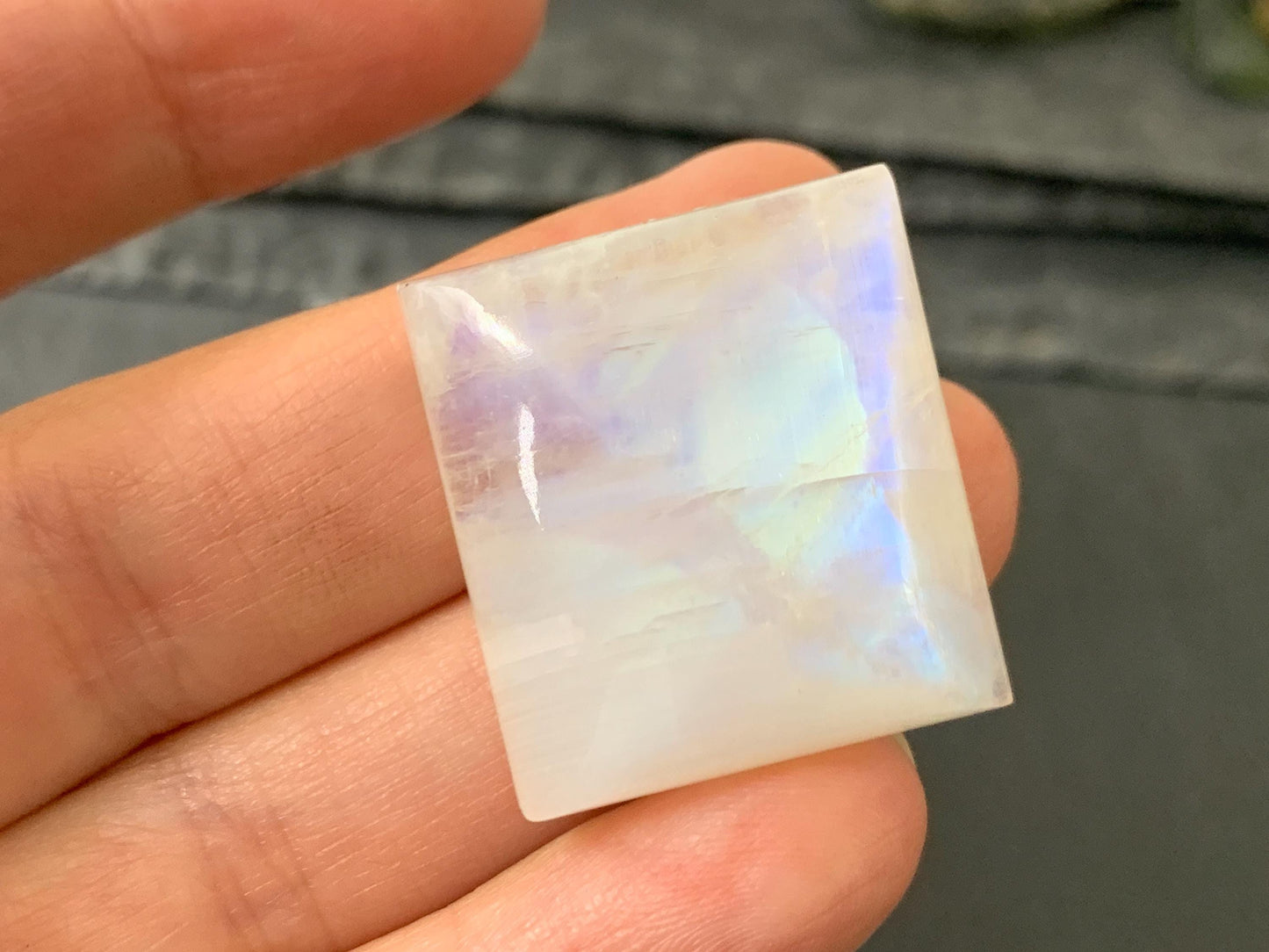 Rainbow Moonstone rectangle 26x24x10mm cabochon