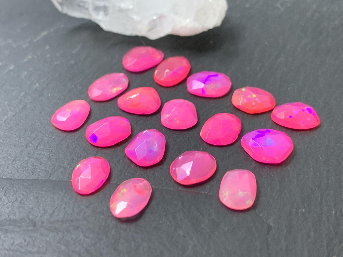 Faceted Pink Ethiopian Opal 9-10mm cabochon
