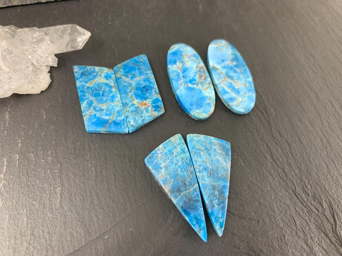 Apatite oval, free form 25-34mm long cabochon - Buy by pair