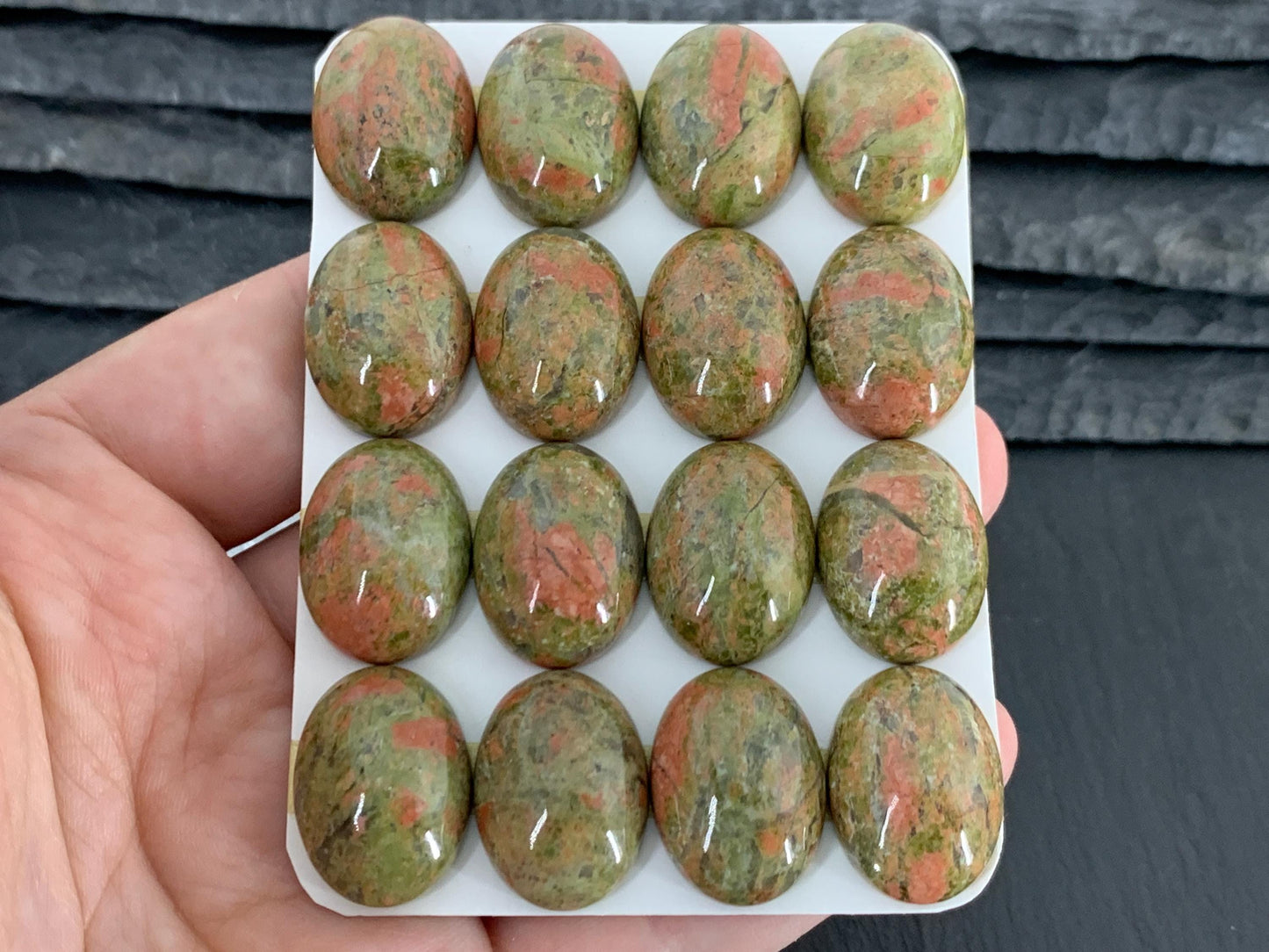 Unakite oval 15x20mm cabochon - Calibrated cabochons