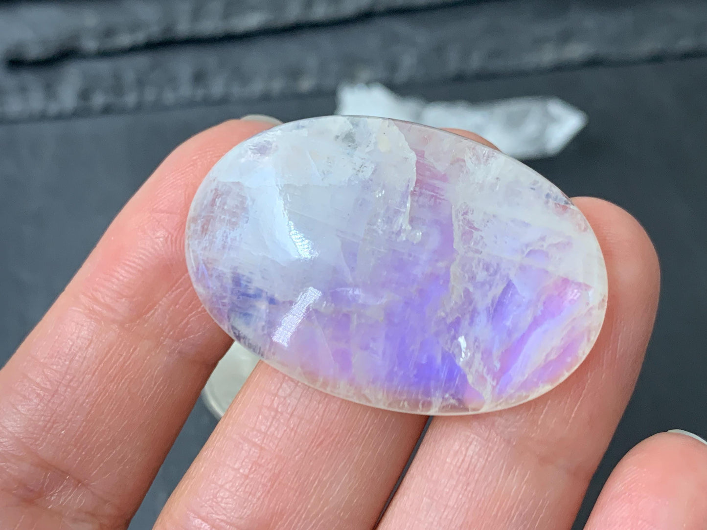 Rainbow Moonstone 38x25x7mm cabochon